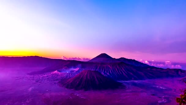 Timpul Scurge Răsăritul Soarelui Vulcanul Mount Bromo Peisaj Frumos Destinații — Videoclip de stoc