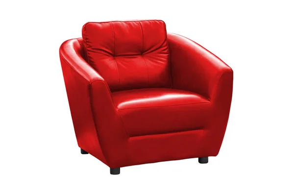 Red Leather Armchair Isolated White Background Clipping Path — Stock Photo, Image