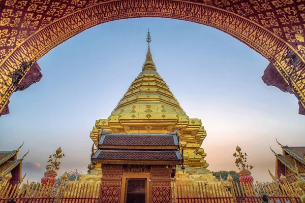 Pagoda Adlı Doi Suthep Tapınak Tayland Chiang Mai Ilinin Ünlü — Stok fotoğraf