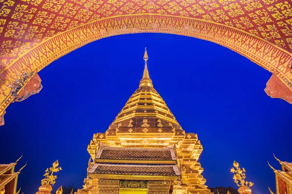 Pagoda Doi Suthep Temple Most Famous Landmark Chiang Mai Province — Stock Photo, Image