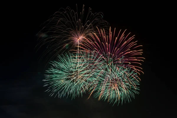 Coloridos Fuegos Artificiales Exhiben Noche Vacaciones — Foto de Stock