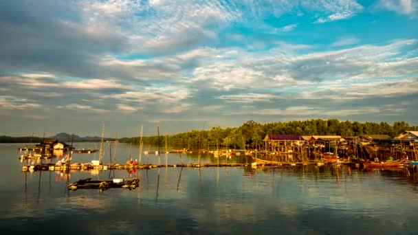 Time Lapse Format Fishing Village Rano Południu Tajlandii Większość Ludzi — Wideo stockowe