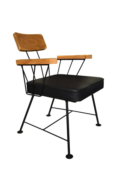Moderní dřevěná židle ocelové nohy izolované. — Stock fotografie
