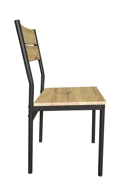 Modern trä stol stål ben isolerade. — Stockfoto