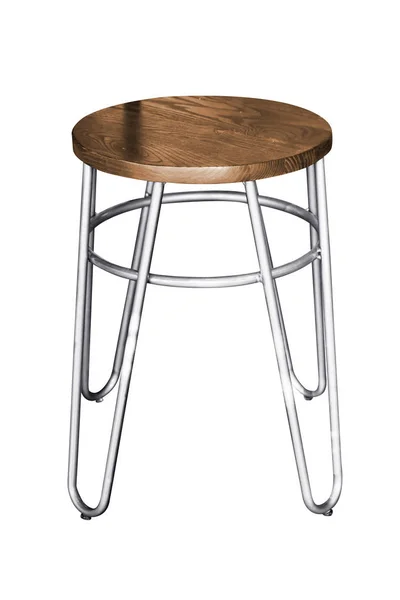Trä stål ben förenklade bar stol isolerad. — Stockfoto