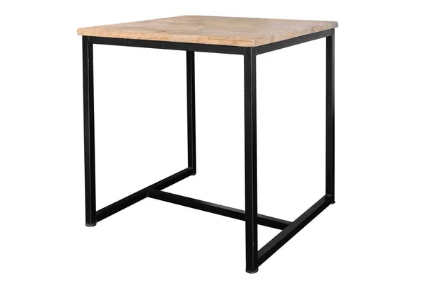 白い背景に鋼の脚を持つ近代的な木製のテーブル パスで動作します — ストック写真