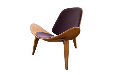 Modern kahverengi ahşap sandalye kırpma yolu ile beyaz arka planda izole.