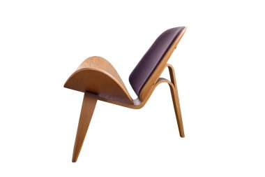 Modern kahverengi ahşap sandalye kırpma yolu ile beyaz arka planda izole.