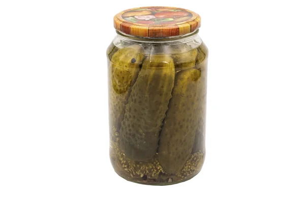 Home canning. A jar of pickles. isolate. — Stock Photo, Image