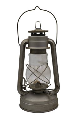 Eski demir gaz lambası. Beyaz bir arka plan üzerinde izole.
