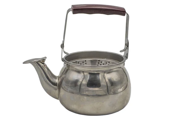 Teapot stainless steel strainer for tea leaves. Isolate on white background Stock Picture