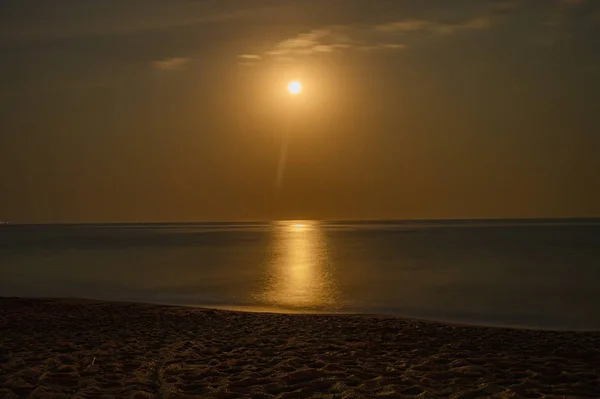 Moonrise over the Black Sea, moonlight path on the water. Crimea