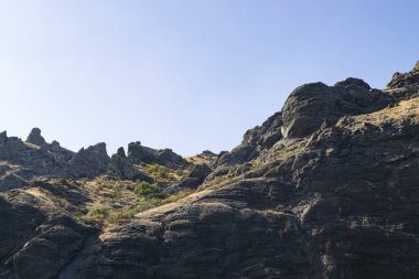 Kara-Dag dağları, deniz manzarası, Kırım.