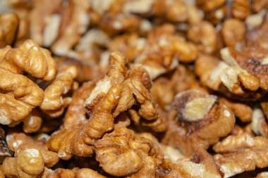 Yakın plan ceviz soyulmuş. Yüzey dokusu. Sağlıklı beslenme