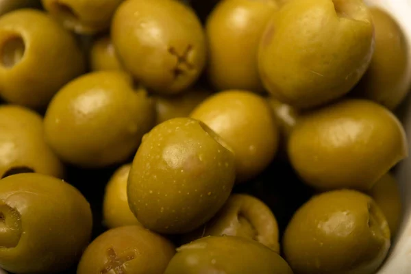 Olive Verdi Consistenza Della Superficie Vicino — Foto Stock