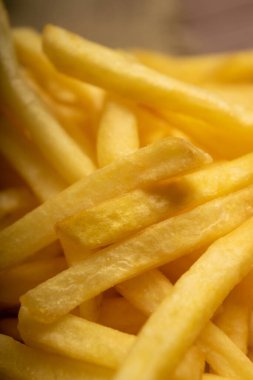 Patates kızartması dağınık yüzey dokusu. Kapat.