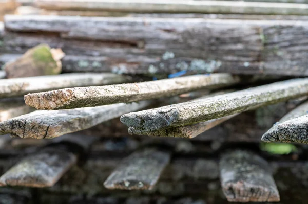 Pile Old Boards Suitable Furnace Close Selective Focus — Stock Photo, Image