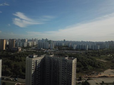 Drone panorama Moskova şehir uçak