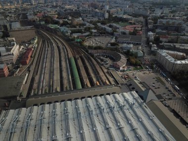 Drone panorama Moskova şehir helikopter