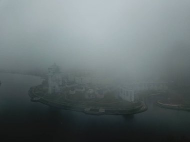 Drone panorama Moskova şehir helikopter