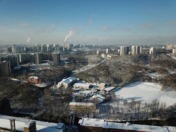 Drone Panorama Moscow City Helikopter — Zdjęcie stockowe
