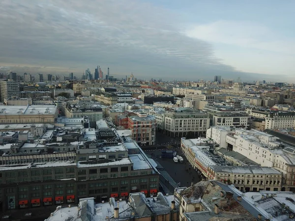 Drone panorama Moskova şehir helikopter