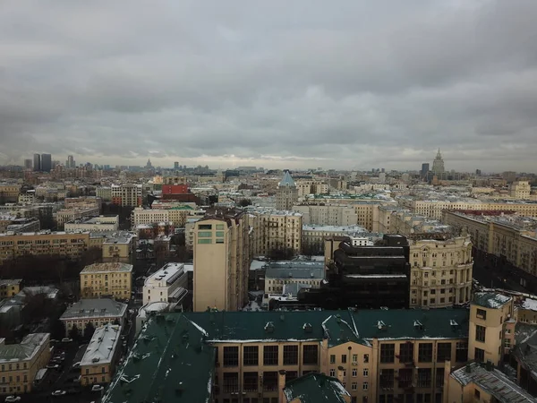 Drone Panorama Moscú Ciudad Helicóptero — Foto de Stock