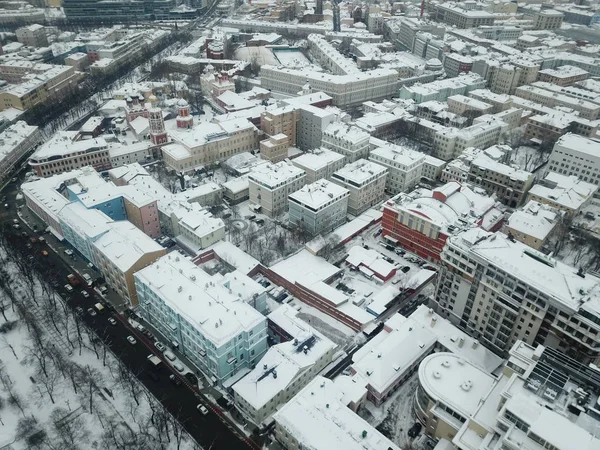 Drone Panorama Moskova Şehir Helikopter — Stok fotoğraf