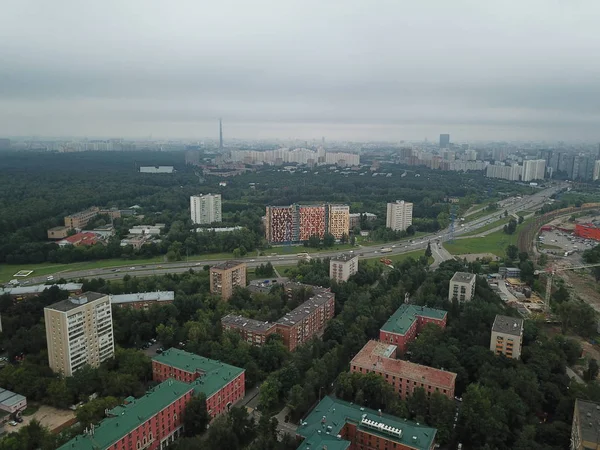 Drone panorama Moscow city copter