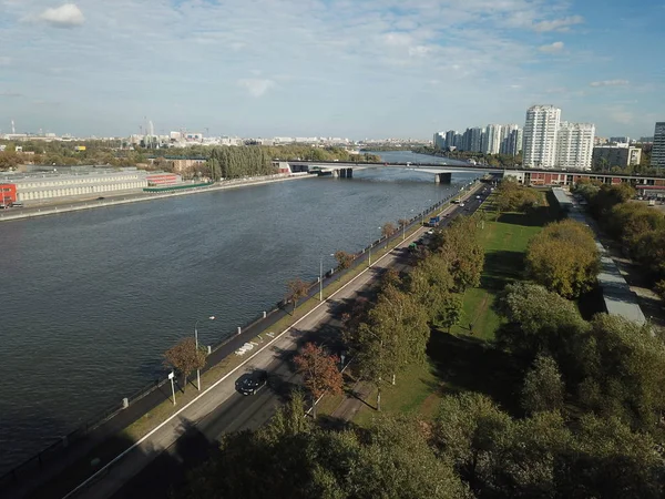 Drone Panorama Moscú Ciudad Helicóptero —  Fotos de Stock