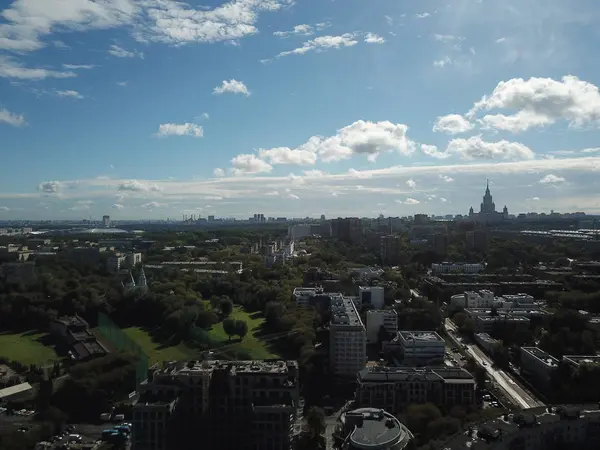 Drone Panorama Moscú Ciudad Helicóptero — Foto de Stock