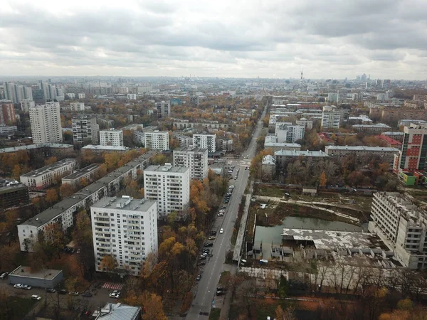 Panorama Drone Moscovo Cidade Helicóptero — Fotografia de Stock