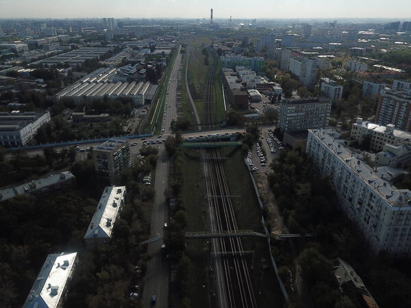 Drone panorama city Moscow 