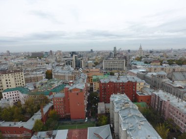 Drone panorama Moscow city