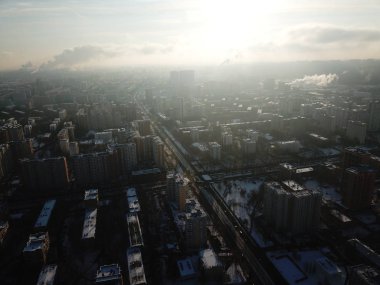 Drone panorama Moscow city