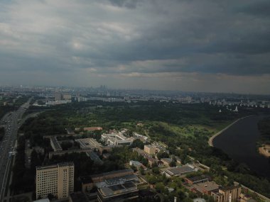 Drone panorama Moscow city