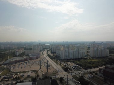 Drone panorama Moscow city
