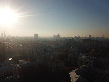 Drone panorama Moscow city