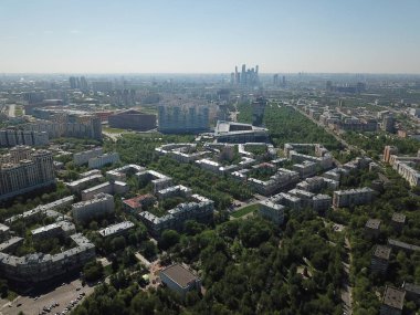 Helikopter panorama Moscow city 