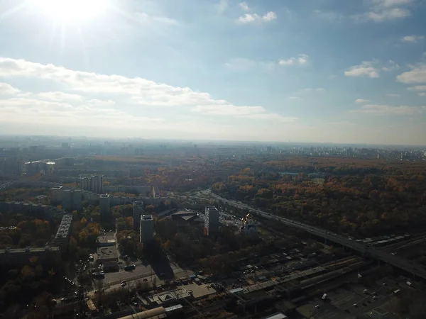 Drone panorama city Moscow