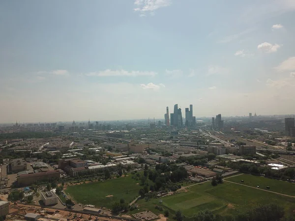 Drone panorama Moscow city