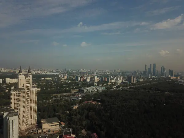 Drone Panorama Moscow City — Zdjęcie stockowe