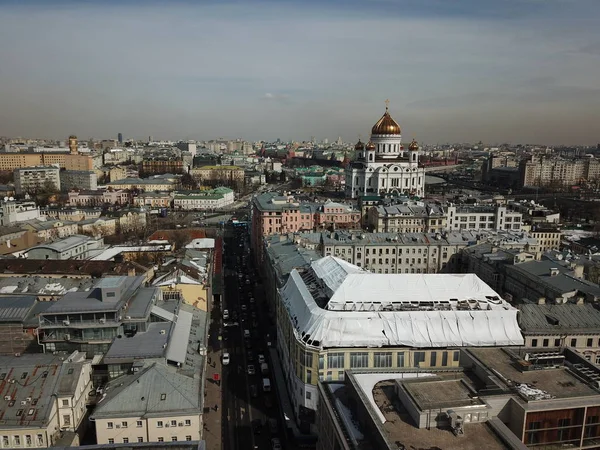 Drone panorama Moscow city