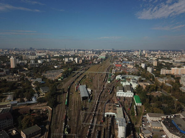 Drone panorama Moscow city