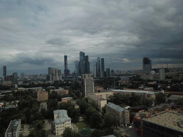 Drone Panoráma Moscow City — Stock Fotó