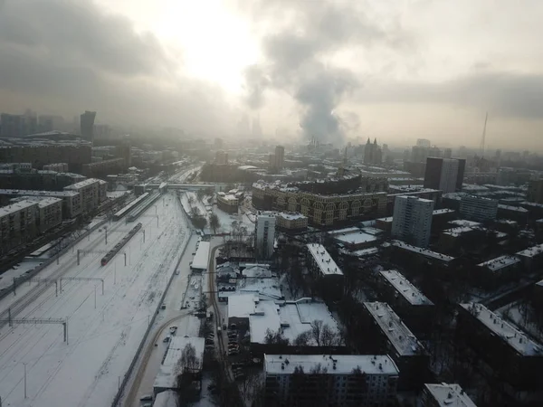 Drone panorama Moscow city