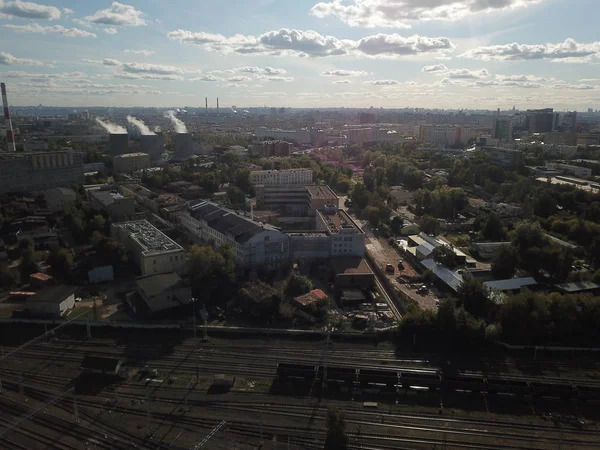 Drone panorama Moscow city