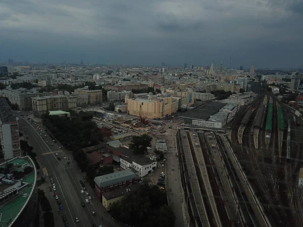 Drone panorama Moscow city