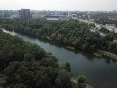 Helikopter panorama Moscow city 
