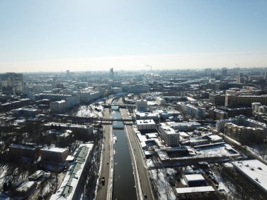 Helikopter panorama şehir kentsel gökyüzü